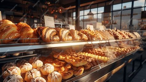 Premium Photo Close Up View Of Freshly Baked Bakery And Croissant In