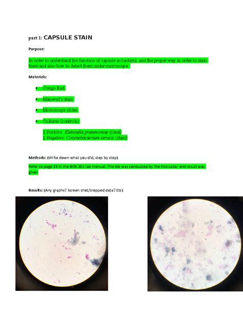 Capsule Acid Fast And Endospore Stain Part 1 CAPSULE STAIN Purpose