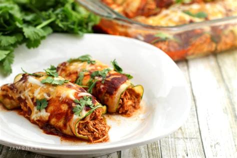 Flavorful Low Carb Zucchini Chicken Enchiladas JaMonkey