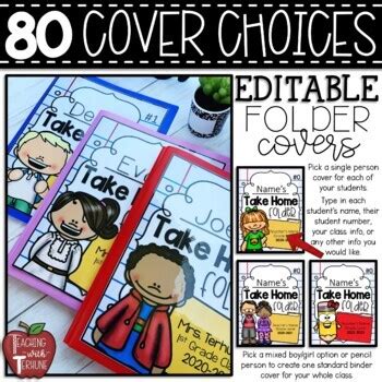 Editable Take Home Folder Covers Labels And Behavior Calendars