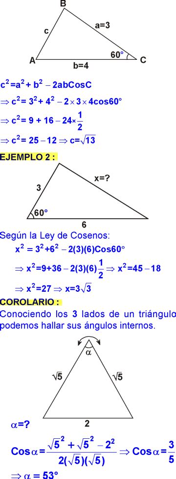 Ley De Cosenos Ejercicios Resueltos Y DemostraciÓn