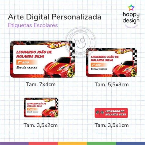 Arte Digital Etiqueta Escolar Hot Wheels Elo Produtos Especiais Modelos De Etiquetas