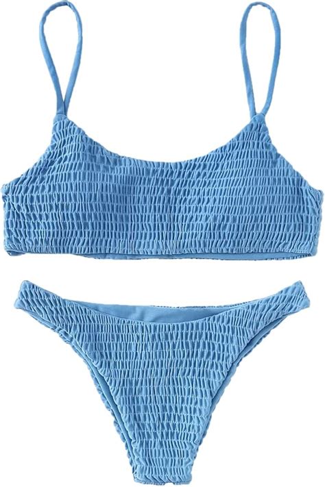 Amazon Verdusa Women S Peices Textured Bathing Suit Smocked Wireless Bikini Bandeau Top