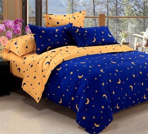 4pcs Suit Star Moon Cotton Reactive Printed Bedding Sets