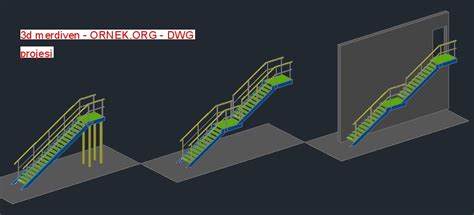 Detay çelik merdiven dwg projesi Autocad Projeler