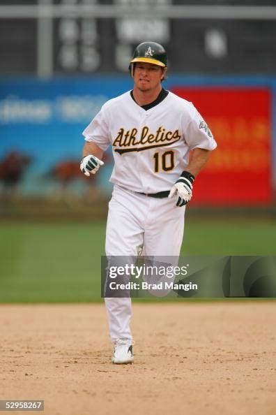 Scott Hatteberg Of The Oakland Athletics Rounds The Bases During The