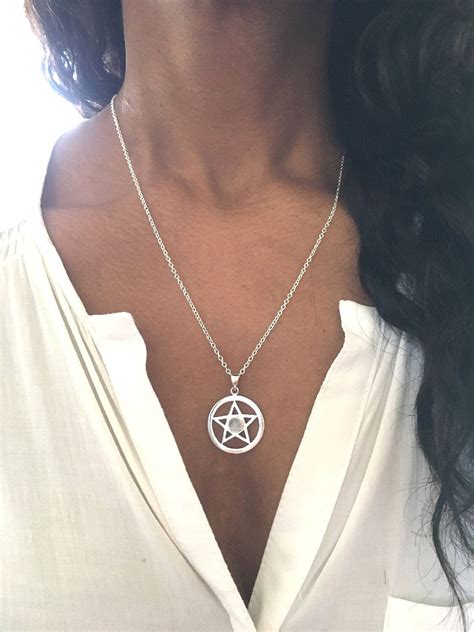 Pentagram Necklace Gift For Her Birthday Gift Onyx Pentagram Pendant