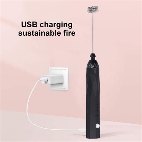 BOY Mélangeur à café Mousseur à main 3 niveaux réglable USB chargeant