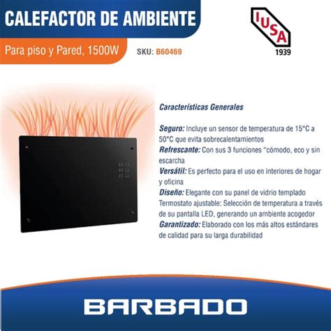 Calefactor De Ambiente Para Piso Y Pared 1500w Iusa B60469 Meses