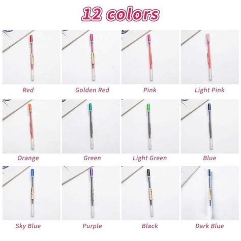 12pcs/set Gel Pen 0.5mm Pen Lead Colored Gel Ink Pens Comfort Grip for ...