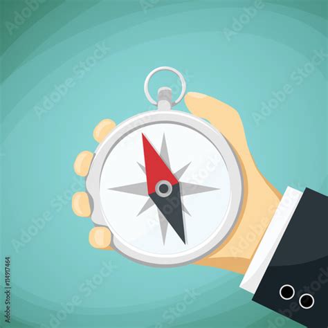 Man Holds In His Hand A Compass Stock Vector Cartoon Illustrati Stock