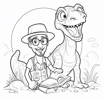 Blippi Dinosaur Coloring Page Coloring Pages