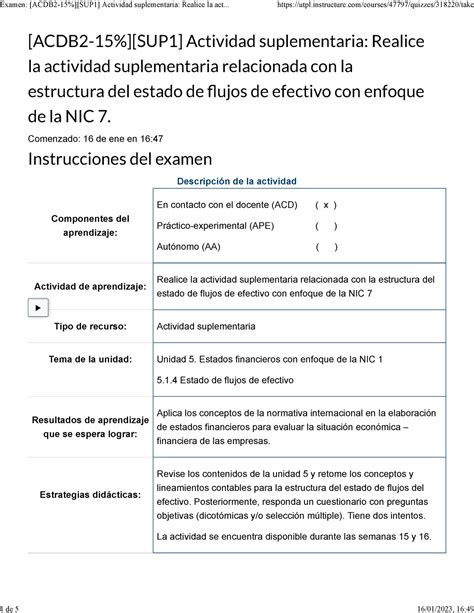 Examen ACDB 2 15 SUP 1 Actividad Suplementaria Realice La Actividad