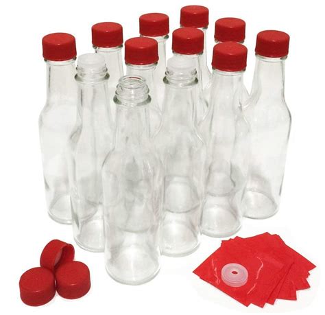 Hot Sauce Bottles With Red Caps Shrink Bands 5 Oz Case Of 12 Hot Sauce Bottles