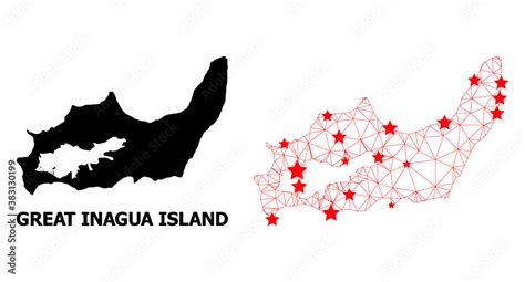 2D polygonal and solid map of Great Inagua Island. Vector model is ...