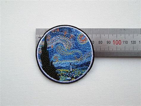 Van Gogh Starry Night Embroidered Patch Iron On Sunflowers Etsy