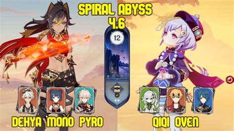 C0 Dehya Mono Pyro C2 Qiqi Oven Spiral Abyss Version 4 6 Genshin