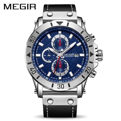 Ripley RELOJ MEGIR HOMBRE ANÁLOGO PLATEADO NEGRO MEG 32 ACERO CUERO