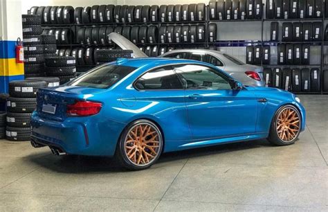 Bmw M F Blue With Niche Verux Aftermarket Wheels Wheel Front