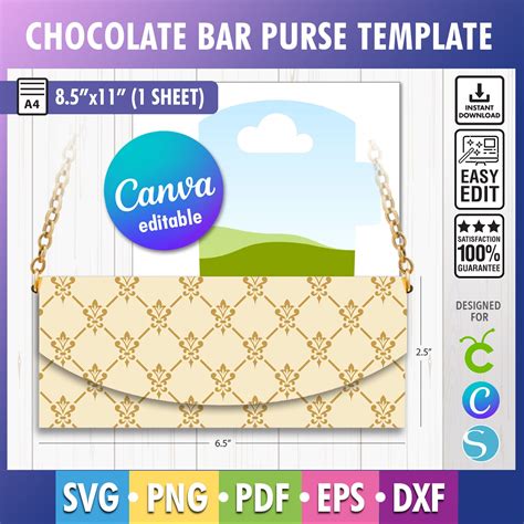 Canva Chocolate Bar Purse Template Chocolate Template Candy Bar Template Bar Purse Template