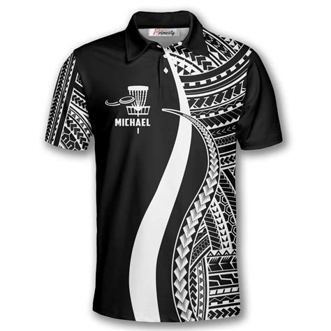 Tribal Hawaiian Pattern Custom Disc Golf Polo Shirts For Men Primesty