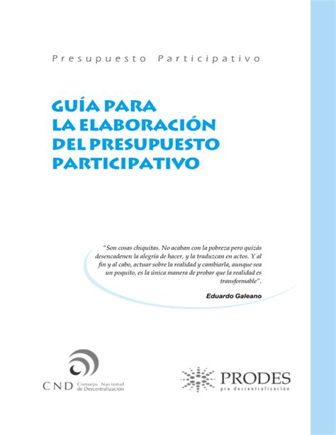 Guía Para La Elaboración De Presupuestos Participativos