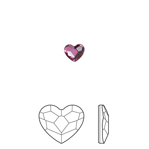 Flat Back Swarovski® Crystal Dark Rose Tfc™ 6mm Hotfix Heart 2808