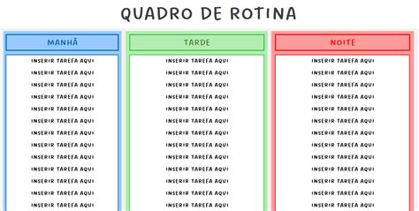 Quadro De Rotina Para Imprimir Gr Tis Smart Planilhas