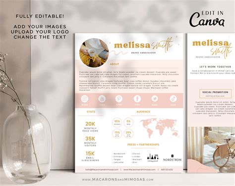 Canva Media Kit Template • Macarons And Mimosas