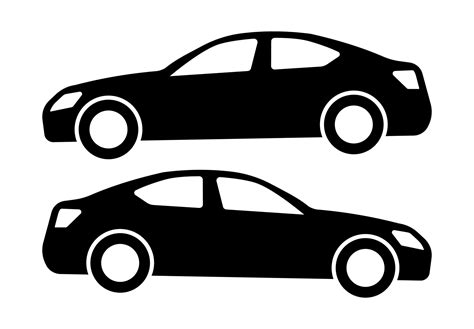 Two Black Car Silhouettes On A White Background Vector Illustration