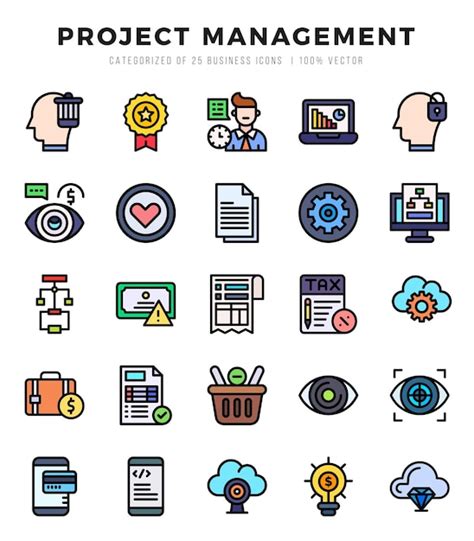 Premium Vector Project Management Elements Lineal Color Web Icon Set