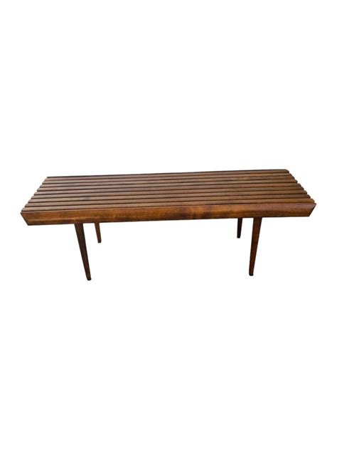 Mid Century Modern Walnut Slatted Bench Coffee Table For Sale At 1stdibs