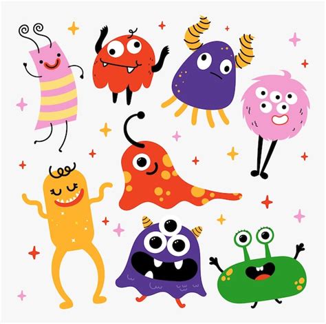 Premium Vector Flat Design Vector Cute Colorful Halloween Monsters Collection