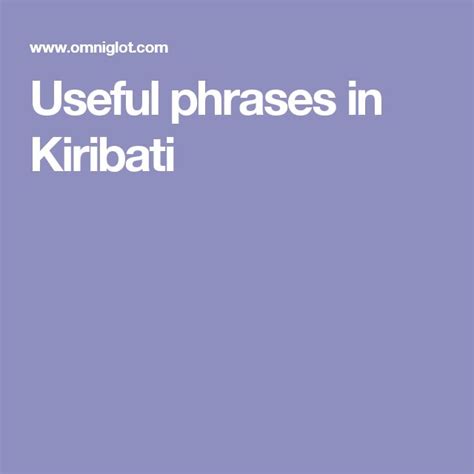 Useful phrases in Kiribati | Phrase, Sicilian, Asturian