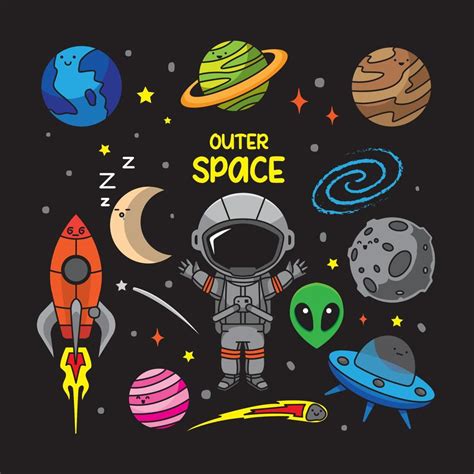 Outer Space Doodles Vector 9472224 Vector Art At Vecteezy