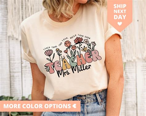 Wildflower Teacher Name Shirt Custom Teacher Tshirt Personalized