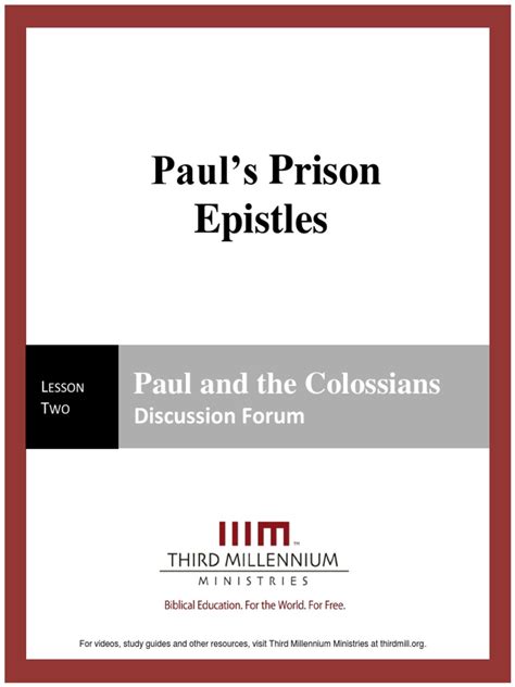 Paul's Prison Epistles - Lesson 2 - Forum Transcript | PDF | Epistle To The Colossians | Paul ...