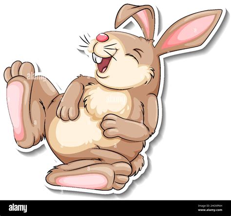 A rabbit laughing animal cartoon sticker illustration Stock Vector ...