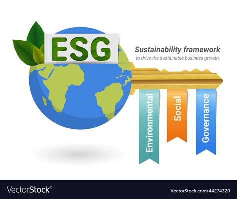 Key Of Sustainable Business Esg Concept Royalty Free Vector