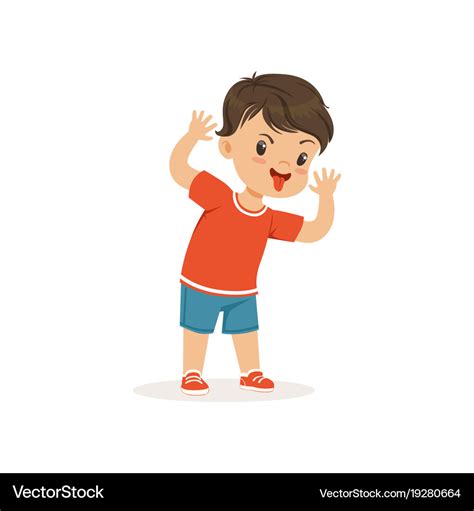 Funny Bully Boy Grimacing Hoodlum Cheerful Little Vector Image