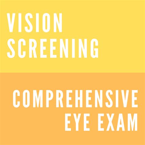 Vision Screening VS Comprehensive Eye Exam A Vision Screening Is A