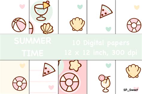 Summer Time Digital Paper Pack Graphic By Spsweet Creative Fabrica