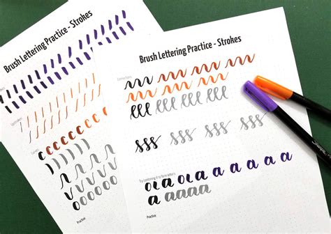 Free Printable Brush Lettering Practice Sheets Strokes Moms