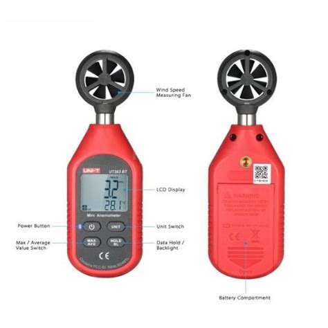 UNI T UT363BT Bluetooth Mini Wind Speed Meter Digital Pocket Size