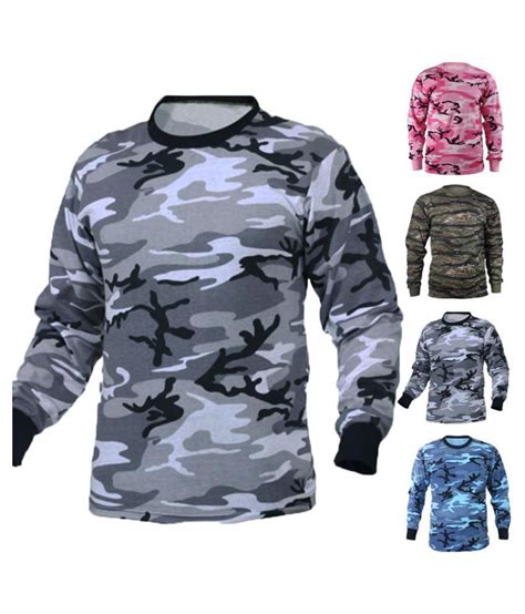 Incerun Men Autumn Winter Long Sleeve Camouflage Round Neck T Shirts S