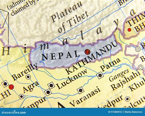 Mapa Geogr Fico De Nepal Con Las Ciudades Importantes Foto De Archivo