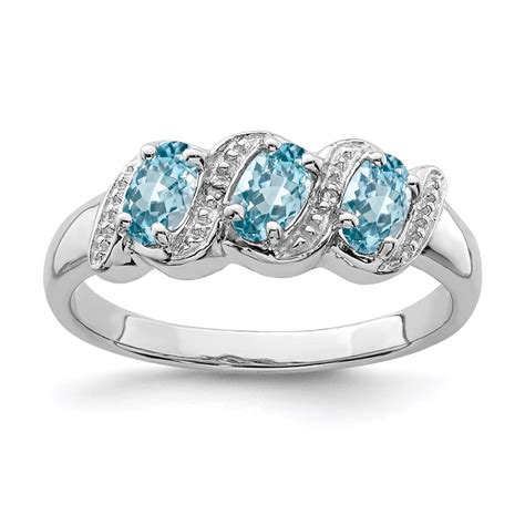 Auriga Fine Jewelry 925 Sterling Silver 0 72ct Oval Cut Blue Topaz And