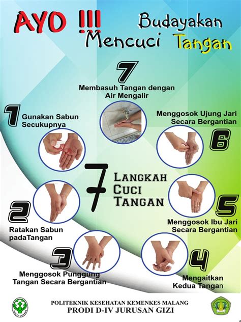 Poster Cuci Tangan 6 Langkah Pakai Sabun 6 Langkah Cuci Tangan