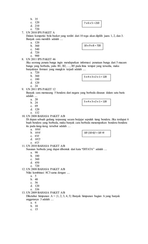 Soal Peluang Kaidah Pencacahan Aturan Perkalian PDF