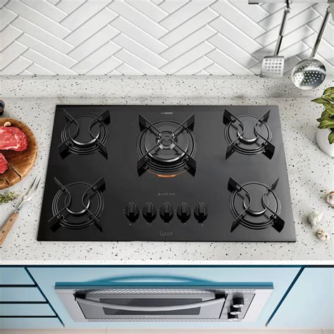 Depurador Cooktop 5 Bocas - Conjunto Atlas U Top com Depurador Inox, Cooktop 5 bocas e Forno de ...